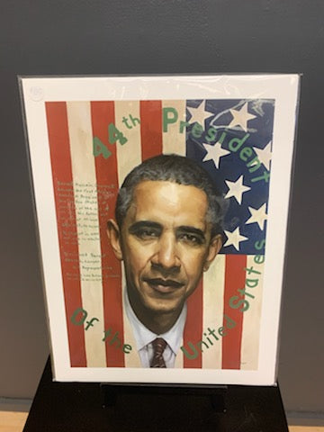 Barack Obama w/Flag (Print)-Eddie Filer